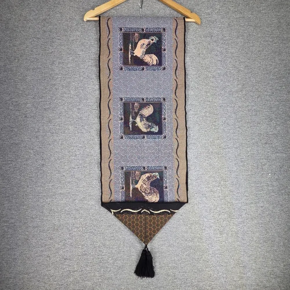 C. MCKINLEY ROOSTER BREEDS WALL HANGING / TABLE RUNNER 34x13 VINTAGE Y2K